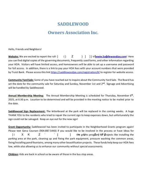 Cover of Saddlewood Fall 2025 Newsletter